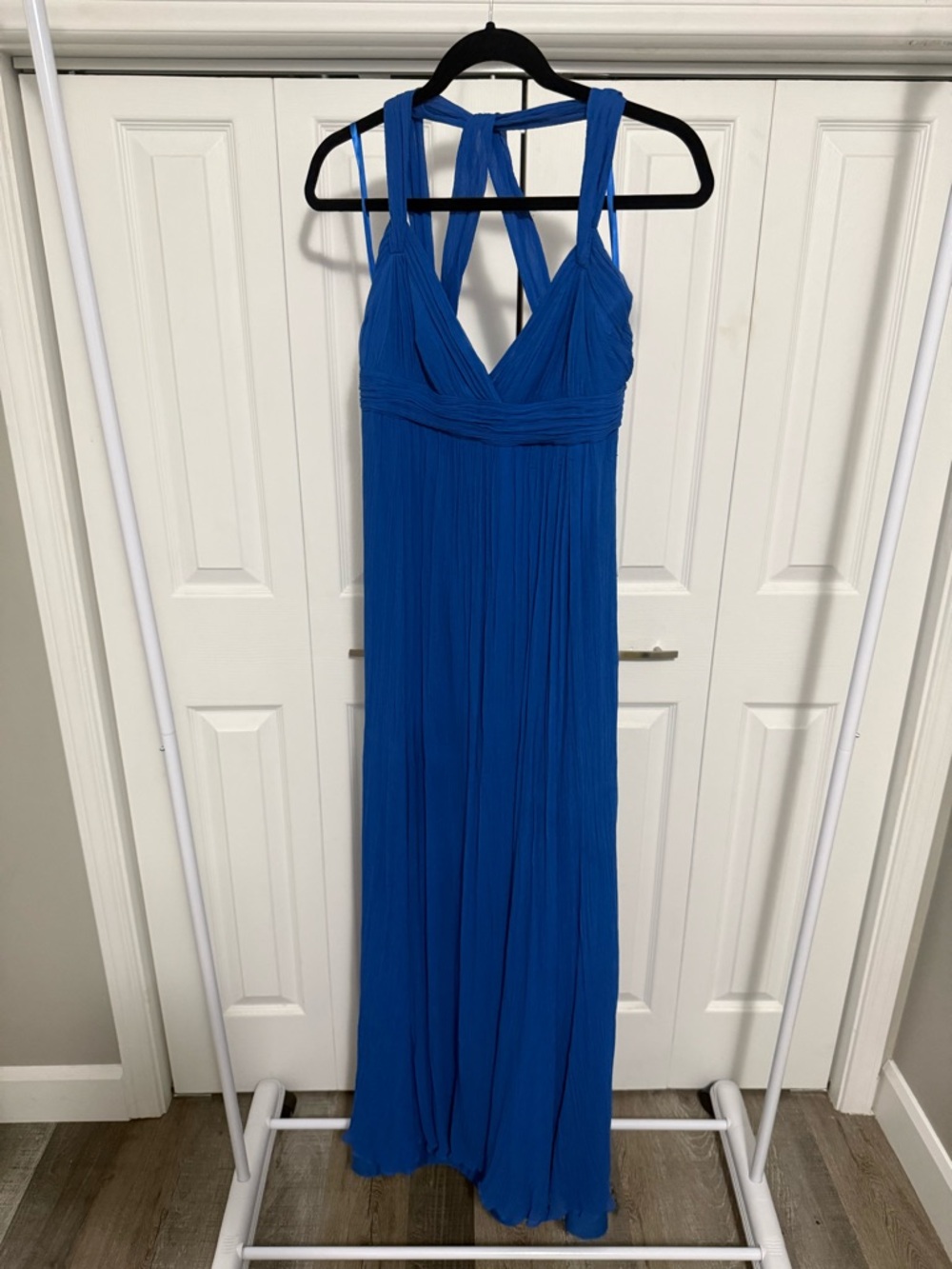 BCBGMaxAzria Petite Vibrant Blue Pleated Wrap Dress
